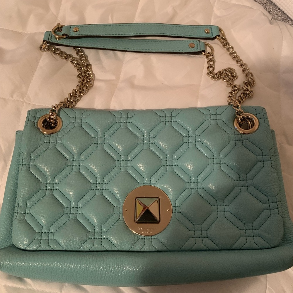 Kate Spade Blue Quilted Shoulder Bag with Chain Strap